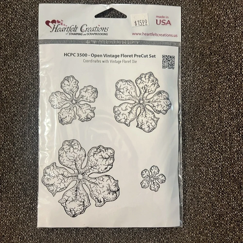 Heartfelt Creations open Vintage Floret Dies and Matching Stamp Set NWT Retired